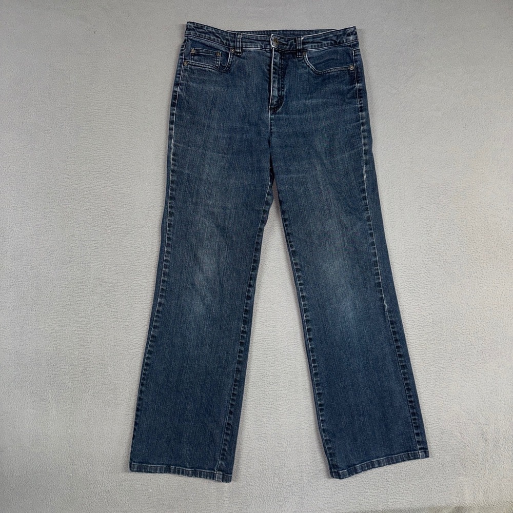 Talbots Jeans Women 8 Blue Straight Leg Stretch Dark Wash Denim Cotton Blend
